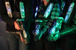 Players Wearing Laser Tag Equipment